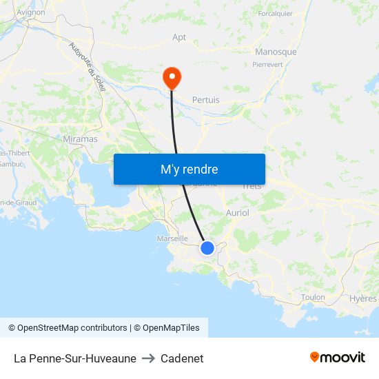 La Penne-Sur-Huveaune to Cadenet map