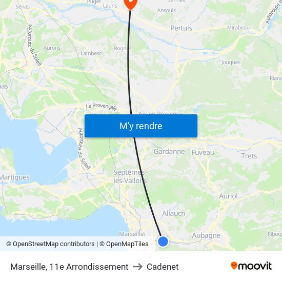 Marseille, 11e Arrondissement to Cadenet map