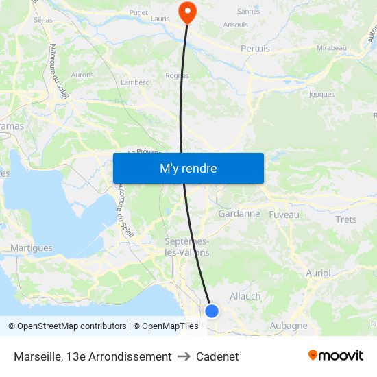 Marseille, 13e Arrondissement to Cadenet map