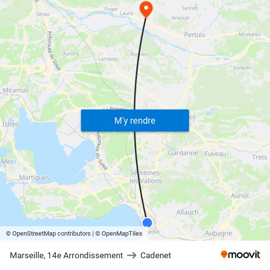 Marseille, 14e Arrondissement to Cadenet map