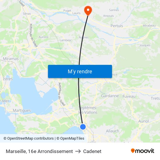 Marseille, 16e Arrondissement to Cadenet map