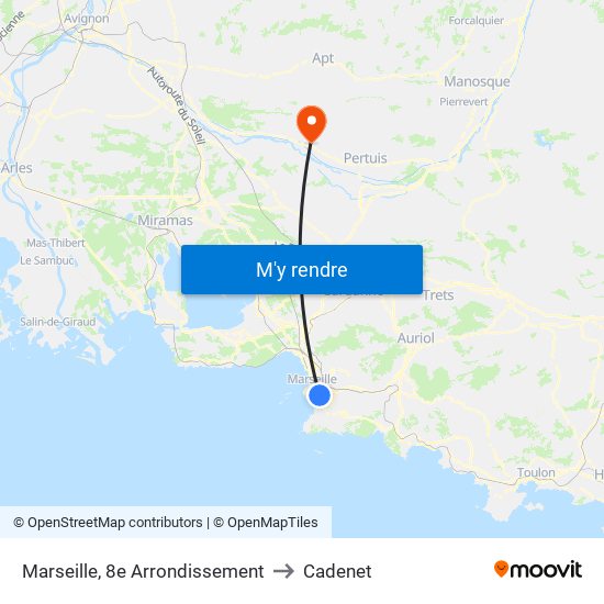 Marseille, 8e Arrondissement to Cadenet map