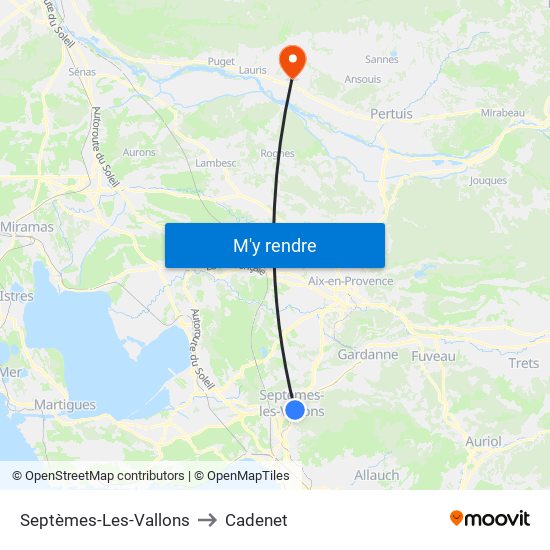 Septèmes-Les-Vallons to Cadenet map