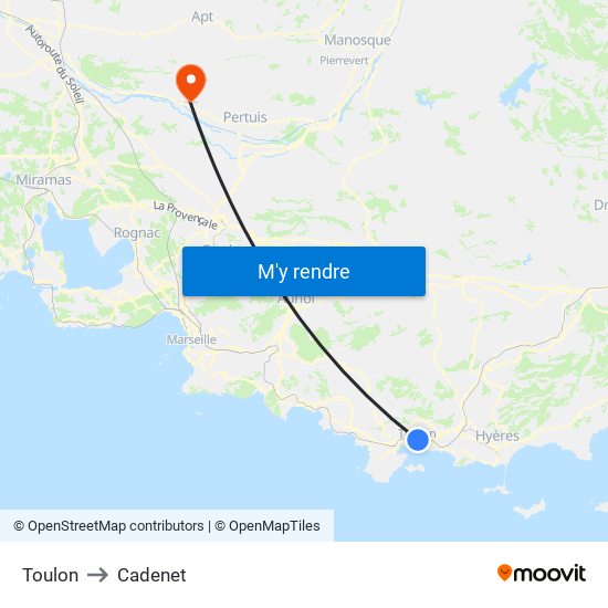 Toulon to Cadenet map