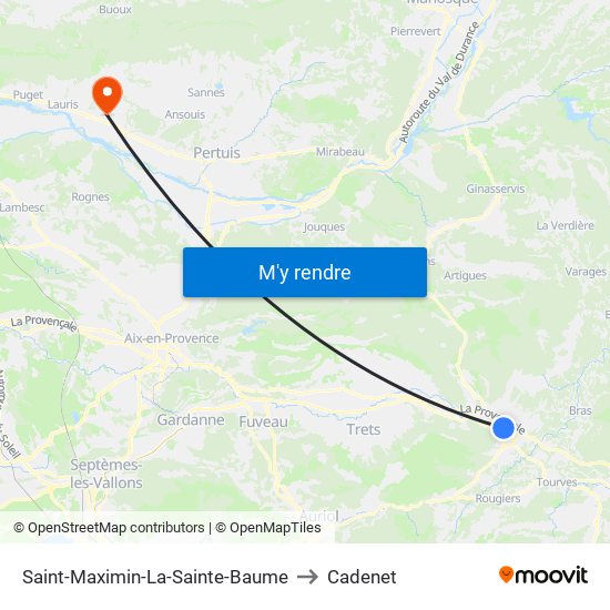 Saint-Maximin-La-Sainte-Baume to Cadenet map