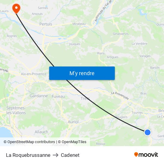 La Roquebrussanne to Cadenet map