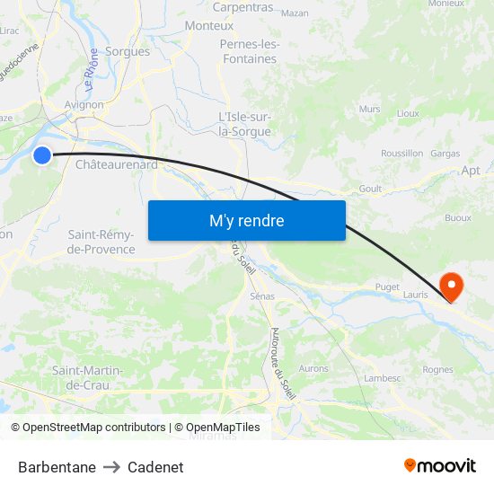 Barbentane to Cadenet map