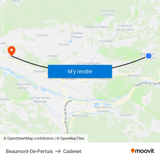 Beaumont-De-Pertuis to Cadenet map