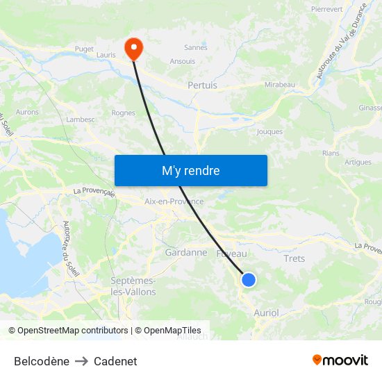 Belcodène to Cadenet map