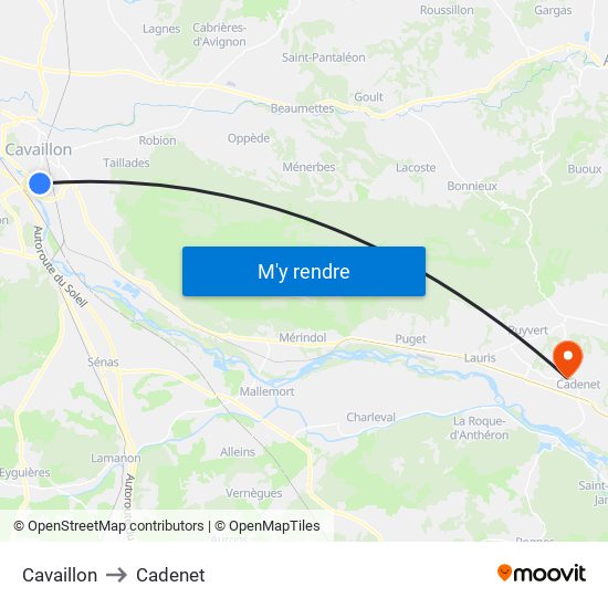 Cavaillon to Cadenet map