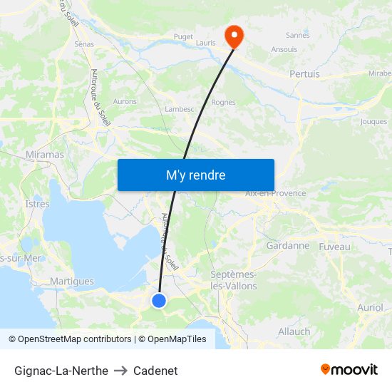 Gignac-La-Nerthe to Cadenet map