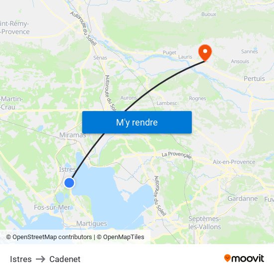 Istres to Cadenet map