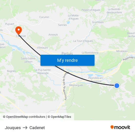 Jouques to Cadenet map