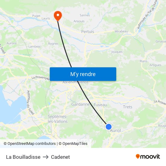 La Bouilladisse to Cadenet map
