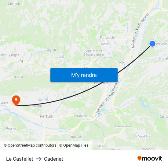 Le Castellet to Cadenet map