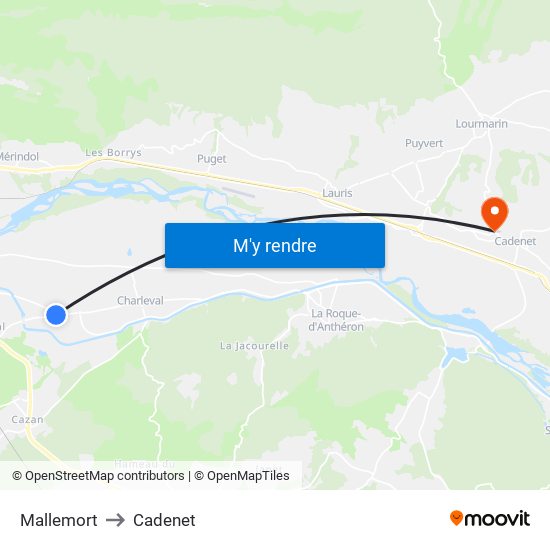 Mallemort to Cadenet map