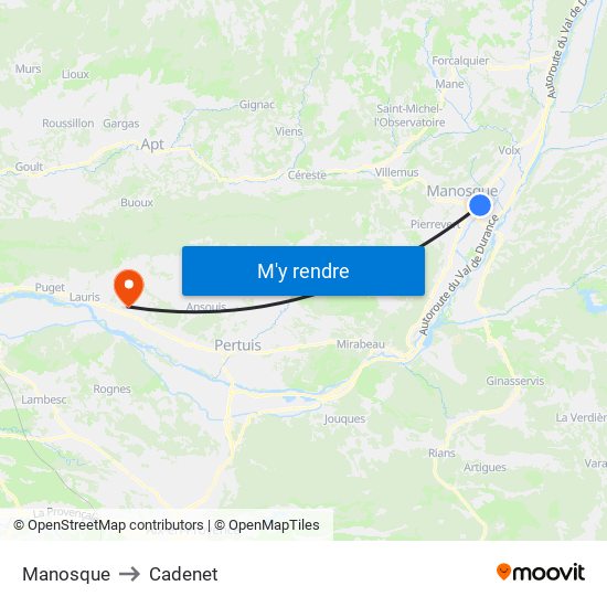 Manosque to Cadenet map