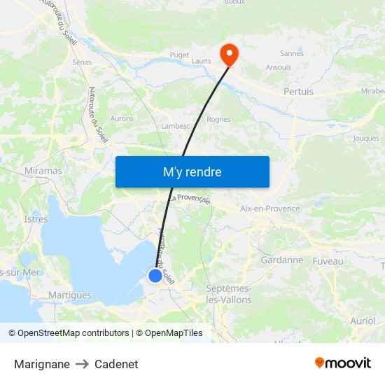 Marignane to Cadenet map