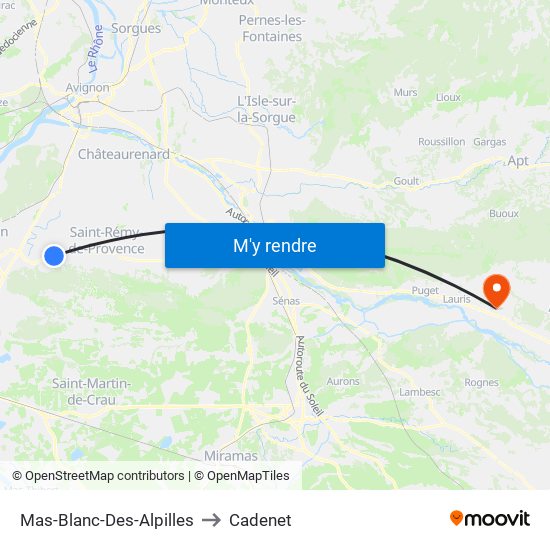 Mas-Blanc-Des-Alpilles to Cadenet map