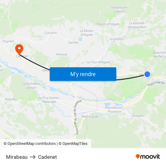 Mirabeau to Cadenet map