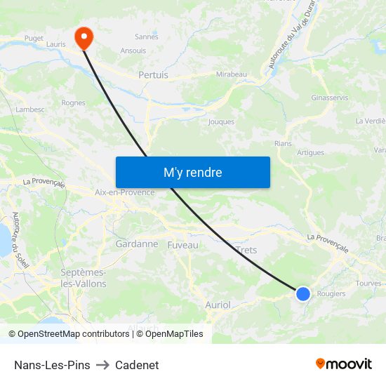 Nans-Les-Pins to Cadenet map