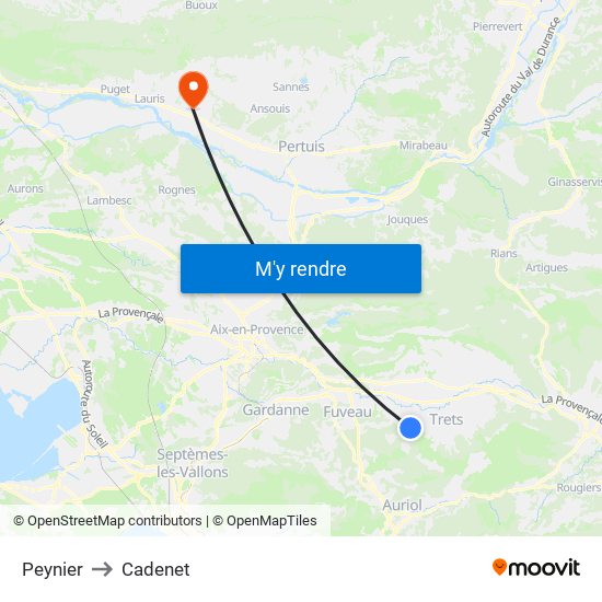 Peynier to Cadenet map