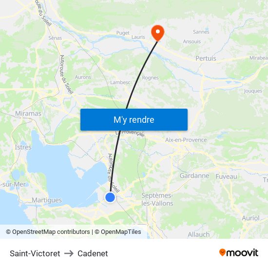 Saint-Victoret to Cadenet map