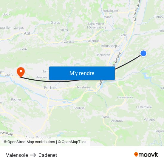 Valensole to Cadenet map