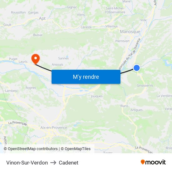 Vinon-Sur-Verdon to Cadenet map