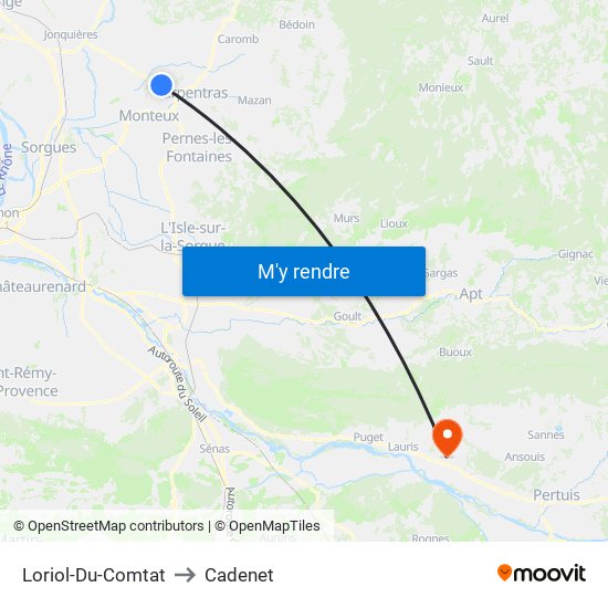 Loriol-Du-Comtat to Cadenet map