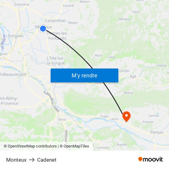 Monteux to Cadenet map