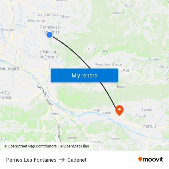 Pernes-Les-Fontaines to Cadenet map