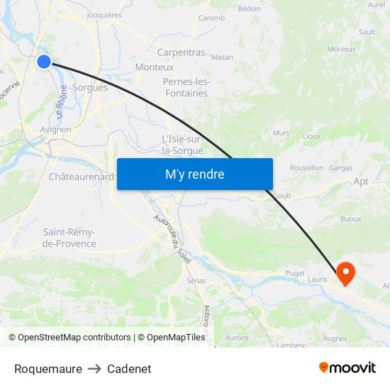 Roquemaure to Cadenet map
