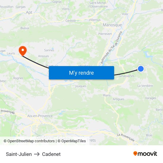 Saint-Julien to Cadenet map