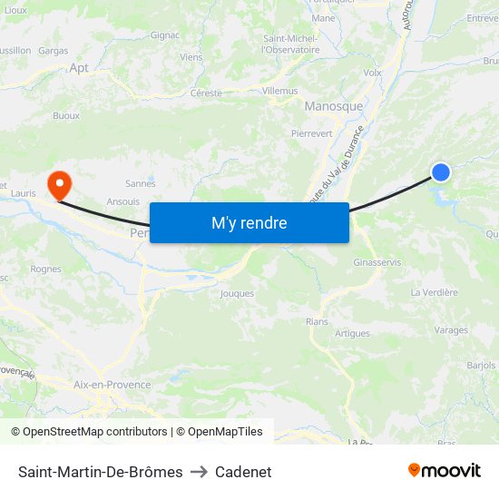 Saint-Martin-De-Brômes to Cadenet map