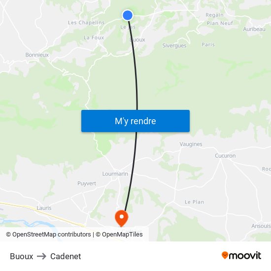 Buoux to Cadenet map