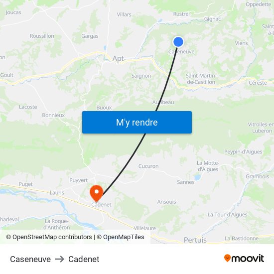 Caseneuve to Cadenet map