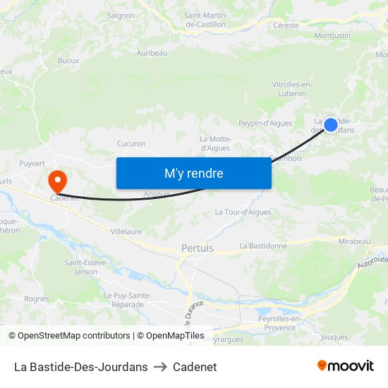 La Bastide-Des-Jourdans to Cadenet map