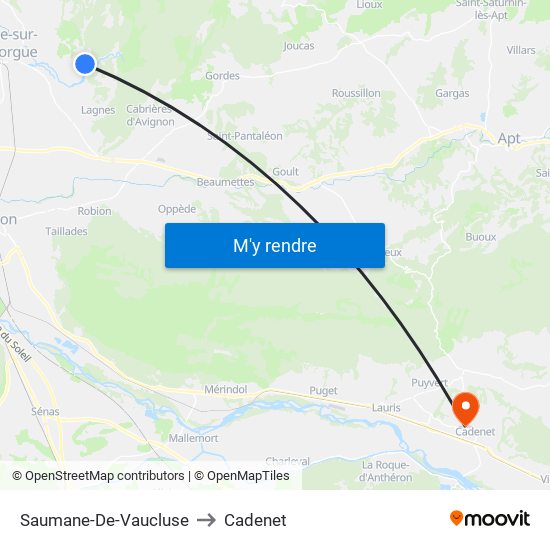 Saumane-De-Vaucluse to Cadenet map