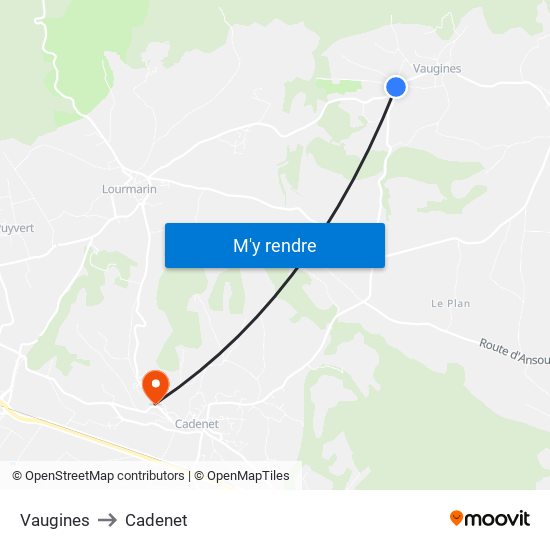 Vaugines to Cadenet map