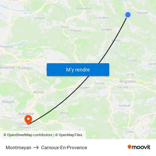 Montmeyan to Carnoux-En-Provence map