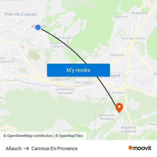Allauch to Carnoux-En-Provence map
