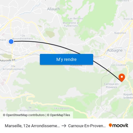 Marseille, 12e Arrondissement to Carnoux-En-Provence map