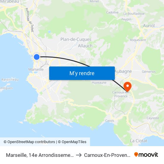 Marseille, 14e Arrondissement to Carnoux-En-Provence map