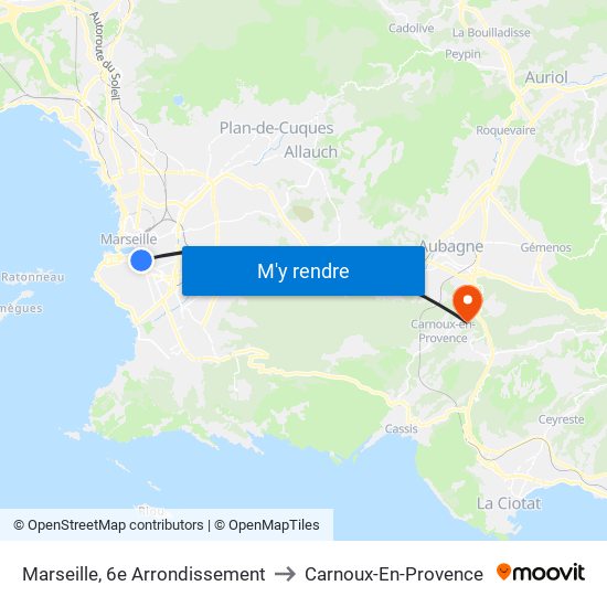 Marseille, 6e Arrondissement to Carnoux-En-Provence map