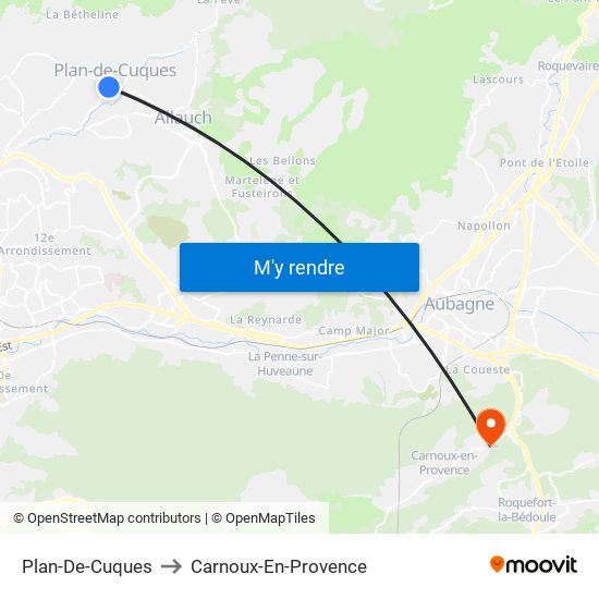 Plan-De-Cuques to Carnoux-En-Provence map