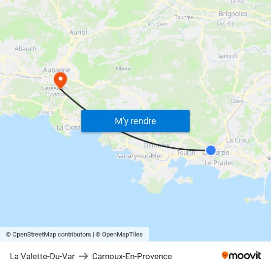 La Valette-Du-Var to Carnoux-En-Provence map
