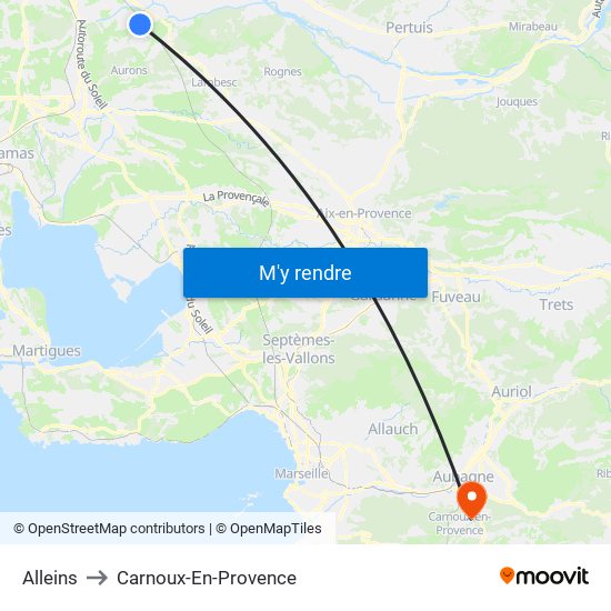 Alleins to Carnoux-En-Provence map