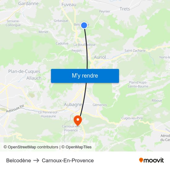 Belcodène to Carnoux-En-Provence map