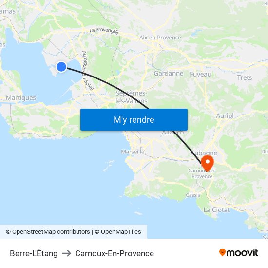 Berre-L'Étang to Carnoux-En-Provence map